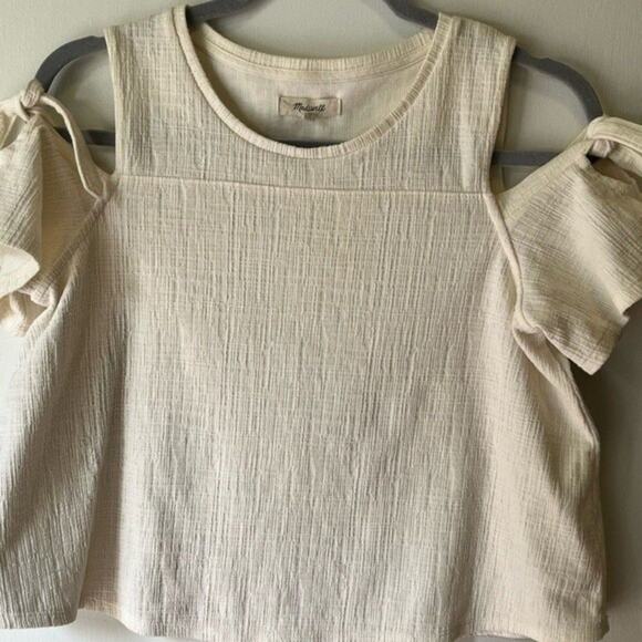 Madewell Cream Linen Like Cold Shoulder Top Size S - Picture 3 of 6
